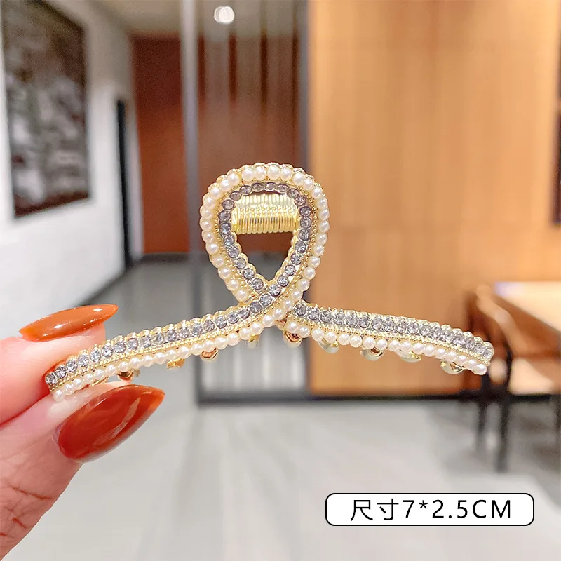 

MueRaa Alloy Korean Style Pearls Rhinestone Hair Claws For Women Girls Fashion Luxury Retro Hair Clips Hair Accessories Hairgrip