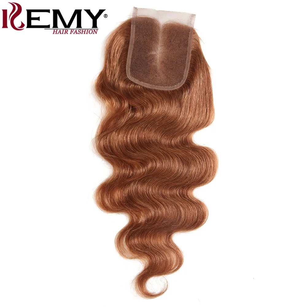 Средний коричневый 4# человеческие волосы пучки с закрытием 4*4 kemy Hair бразильские волнистые человеческие волосы ткет 3 шт не реми волосы