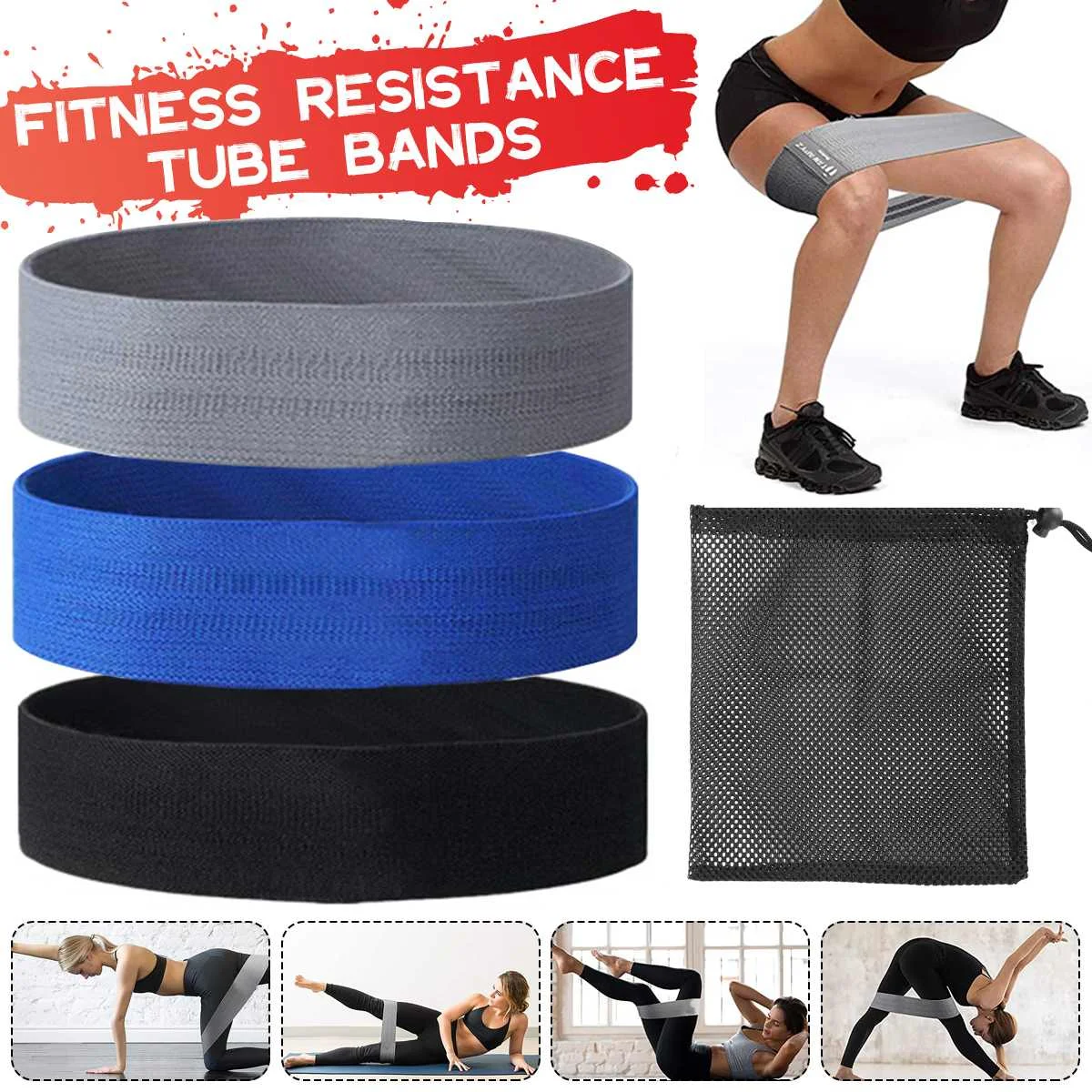 

3Pcs Fitness Booty Bands Hip Circle Loop Resistance Band Fitness Rubber Expand for Legs Thigh Glute Butt Squat Strength Training