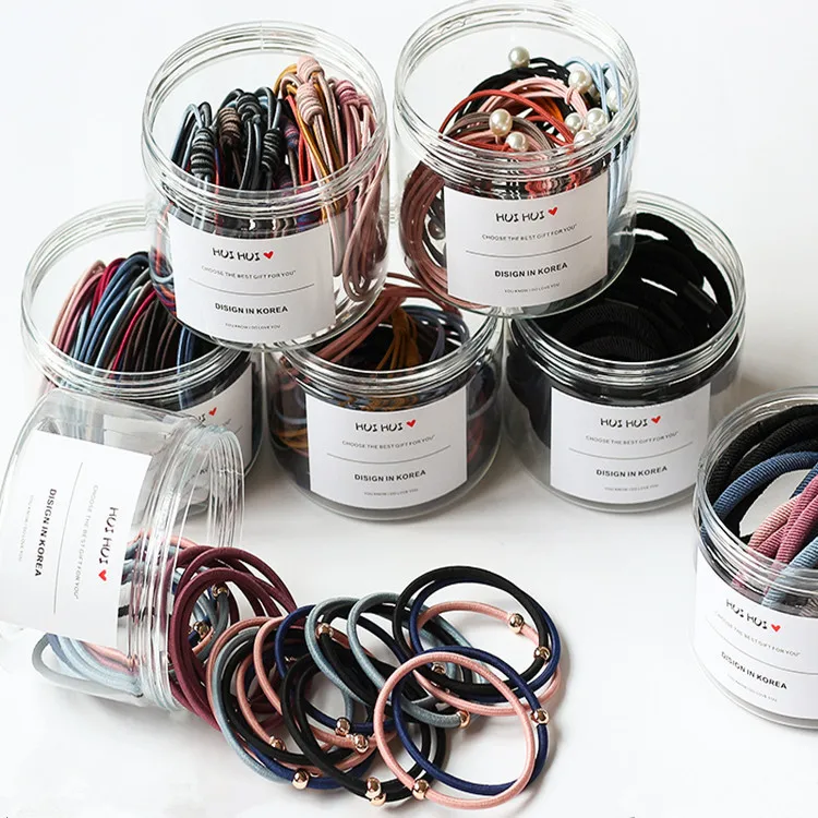 

20 Pcs/set Pearls Hair Ties Golden Alloy Beads Elastic Hair Bands Solid Multicolor Rubber Badns for Women Girls Ponytail Holder