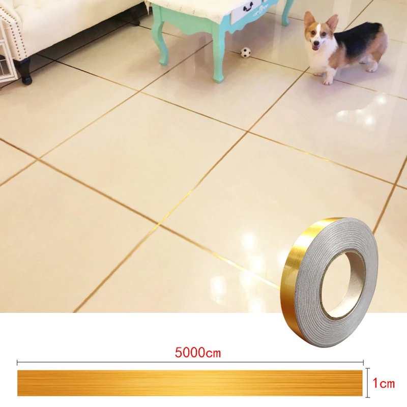 

Ceramic Tile Mildewproof Gap Tape Tile Gap Sealing Tape Waterproof Foil Strip Silver Golden Rims SLC88
