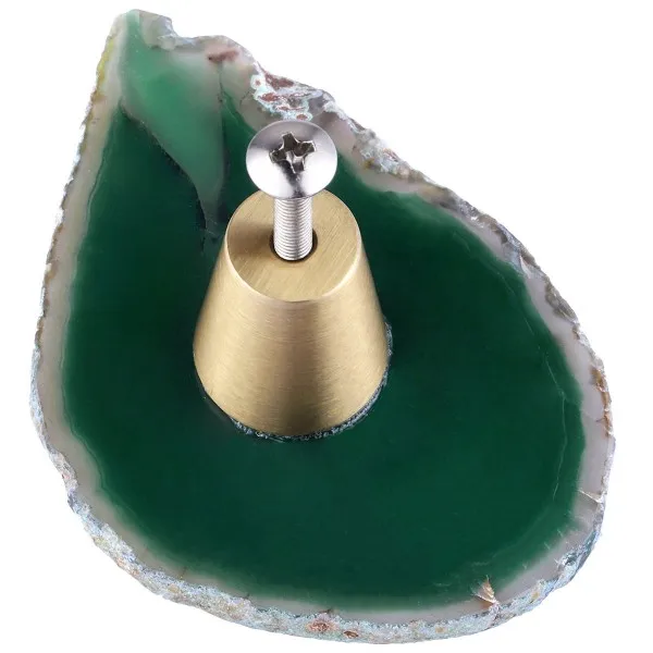 Green Agate TUMBEELLUWA пользовательские Многоцветный Агат ломтик ручки для ящиков Ручки, шкафы комод аппаратные ручки винты в комплекте латунь домашний декор - Цвет: Green Agate