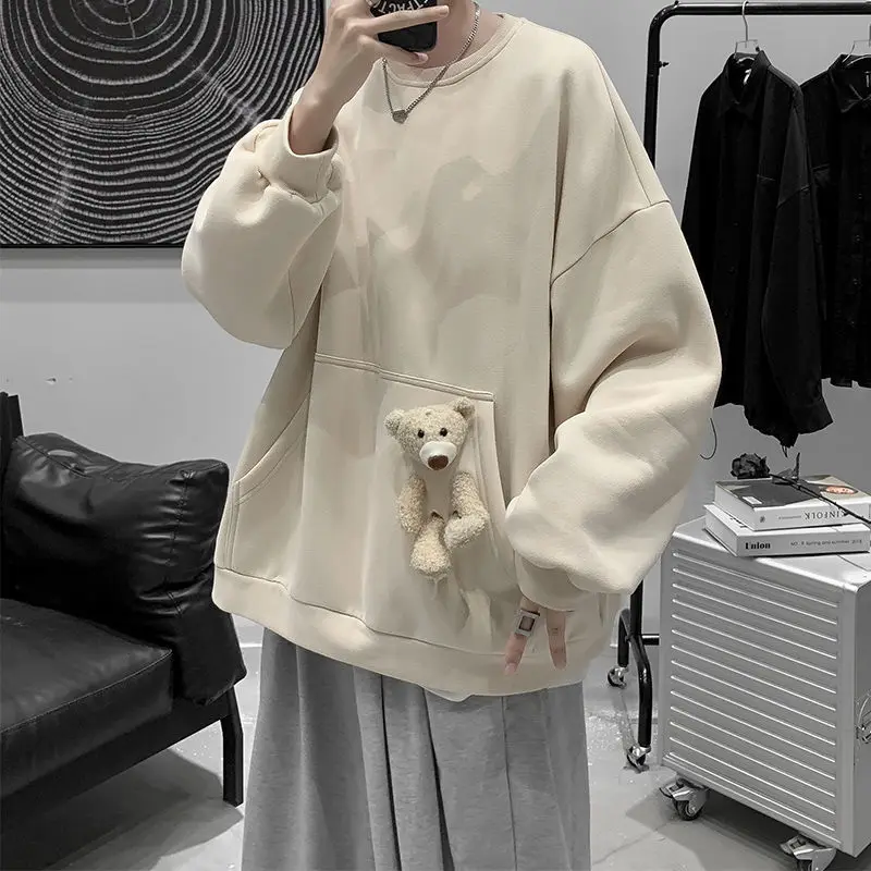

Bear sweater men's loose round neck Pullover