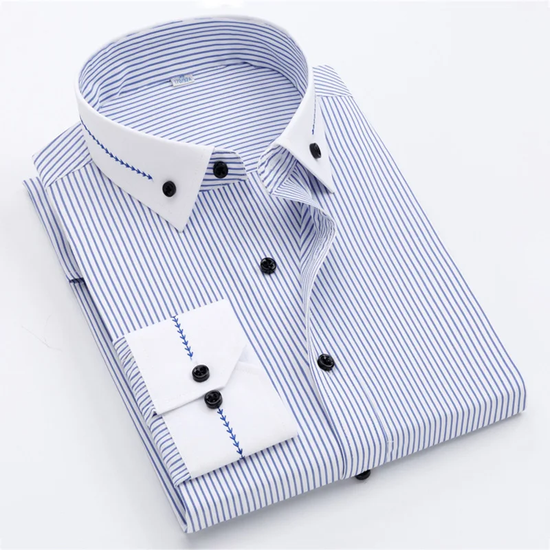 Рубашка мужская с длинным рукавом деловая сорочка Slim Fit повседневная принтом