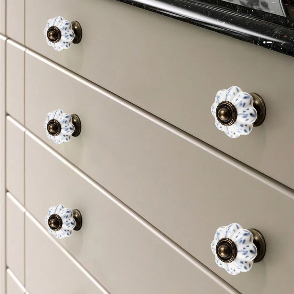 

1x Ceramic Cabinet Knobs and Handles Cupboard Door Handles Drawer Pulls 33*38mm Pumpkin Furniture Handle for Home Decor