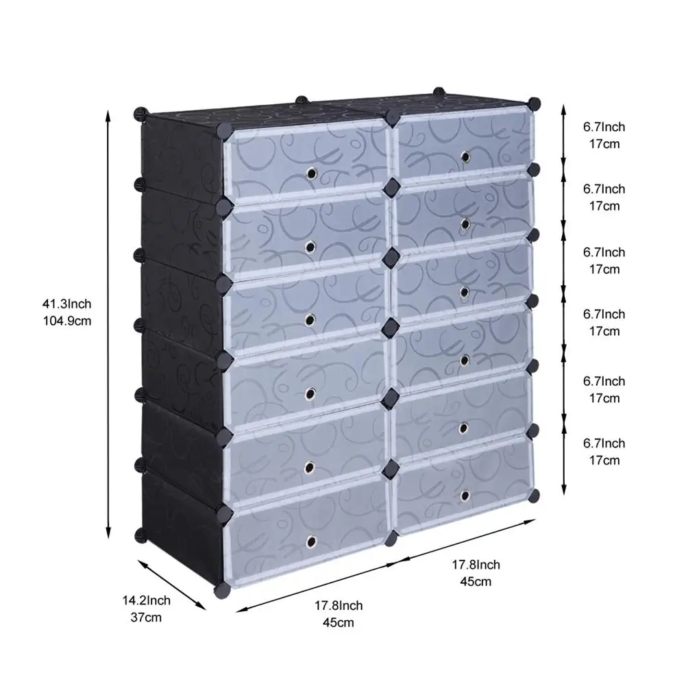 

Modular Closet Organizer Plastic Cabinet, 16 Cube Wardrobe Cubby Shelving Storage Cubes Drawer Unit, DIY Modular Bookcase Closet