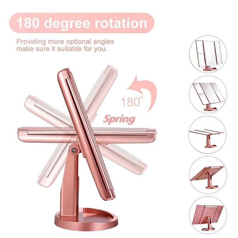 

New LED Makeup Mirror 22 Vanity Light Magnifying 3 Floding Countertop Touch Screen