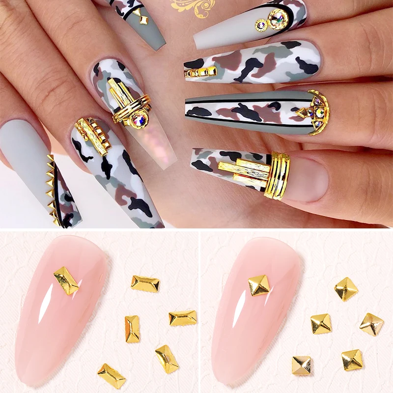 1 сумка золотистые/серебристые заклепки украшение для ногтей пустая звезда