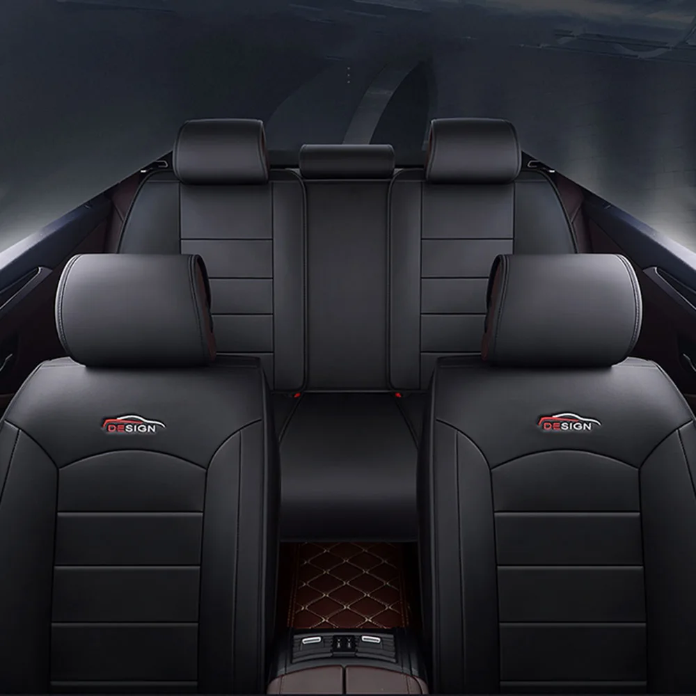 

5-Seat Car PU Leather Covers Cushion Front+Rear Car Seat Cover Set for Nissan Almera Peugeot 206 Golf Passat Car Accessories