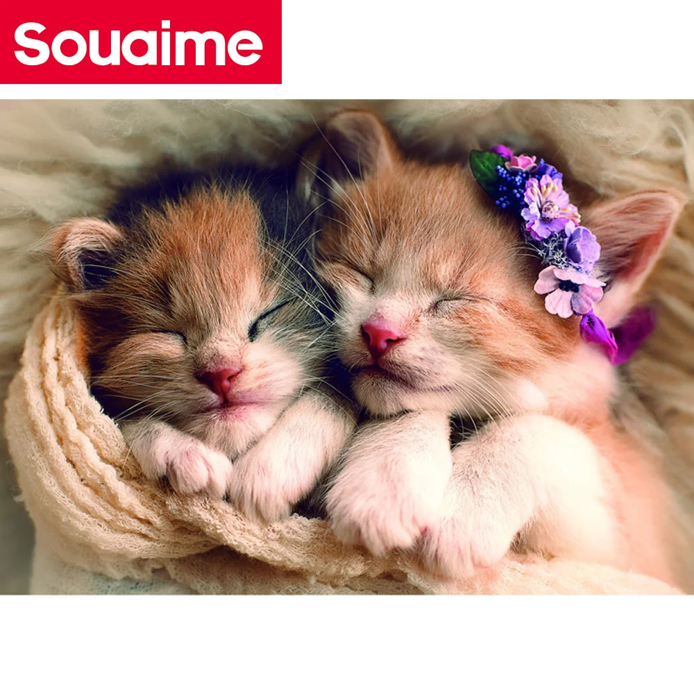 Полная квадратная дрель 5D алмазная картина ребенок слишком милые котята вышивка