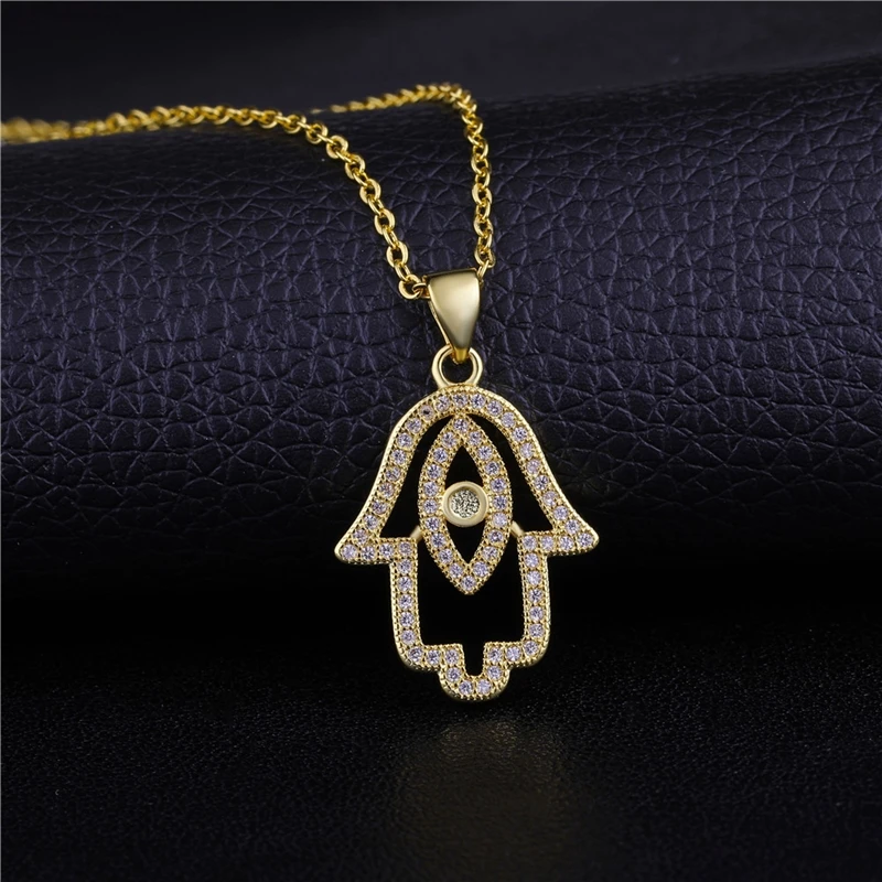 Gold Necklace Juya дизайн золото/серебро/розовое золото Хамса рука подвеска Фатима ожерелье для женщин мужчин Мода турецкие ювелирные изделия оптом - Окраска металла: Gold Necklace