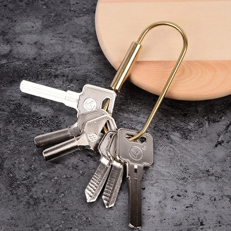 

5Pcs Durable Brass Screw Lock Keychain Simple Brass Key Chain Ellipse Shape Key Ring Brass Lock Clip Key Holders
