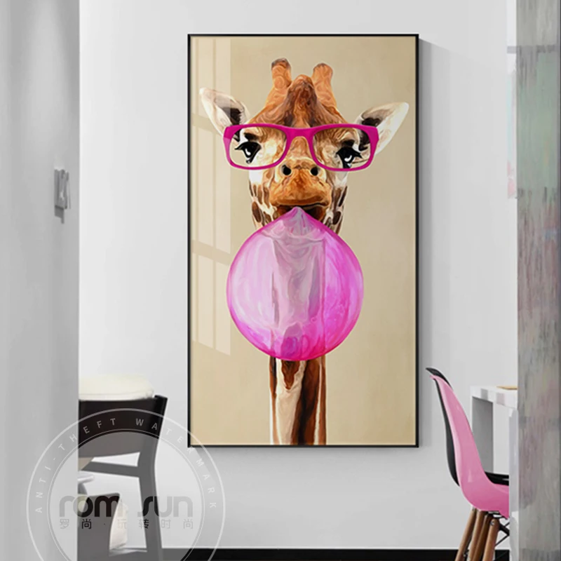 Современная Абстрактная живопись пускания мыльных пузырей Животные Wall Art