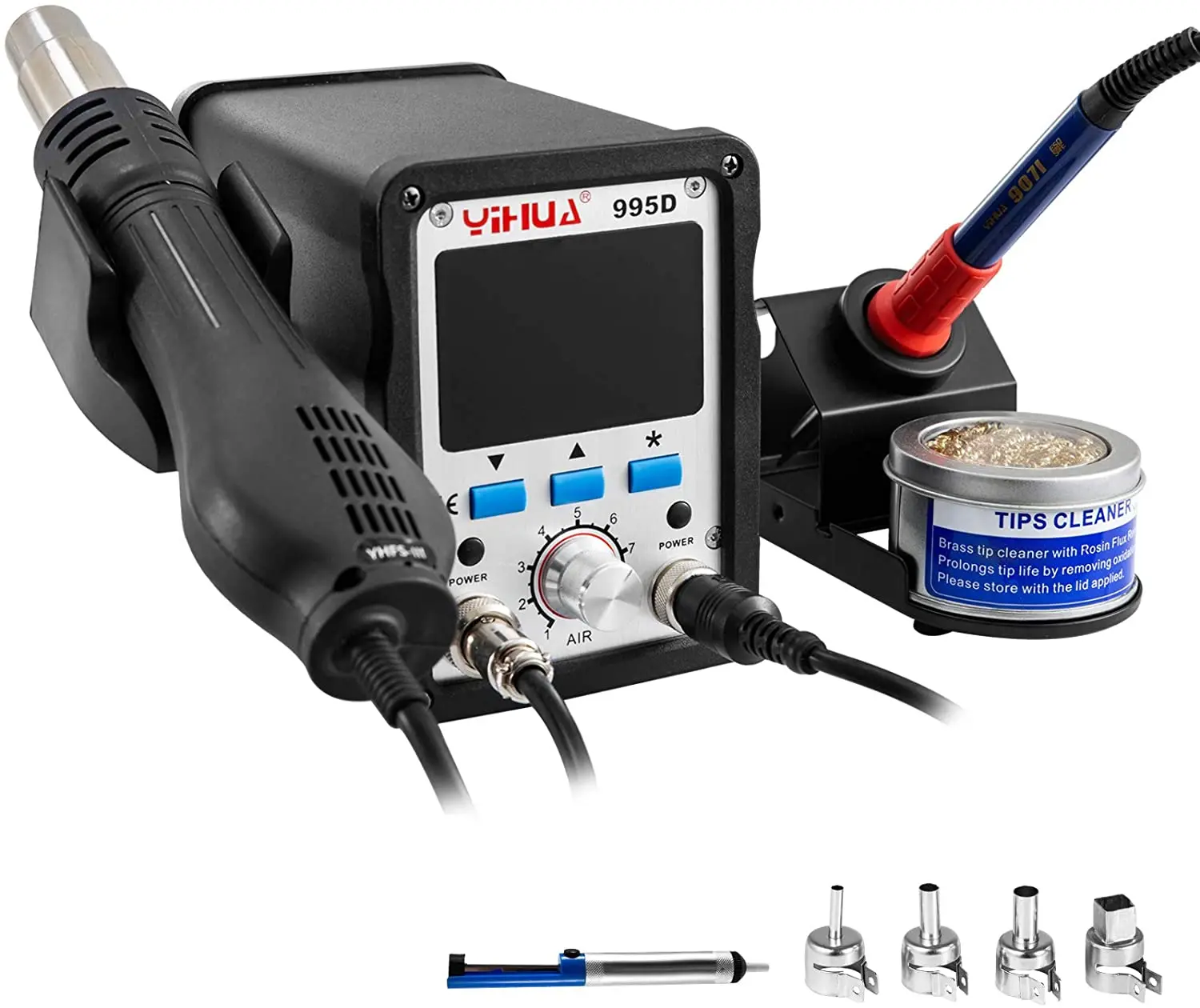 

2 IN 1 Rework Station Hot Air Gun Desoldering Soldering Station Iron 995D Desoldering Station