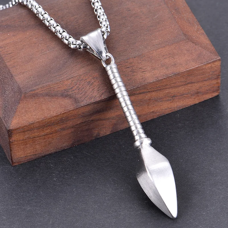 

Men's fashion personality stainless steel spearhead Pendant Black men's style