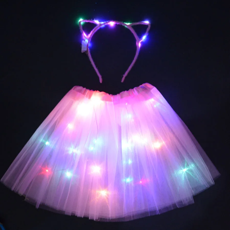 Светодиодный светильник светящаяся юбка пачка головная повязка с кошачьими