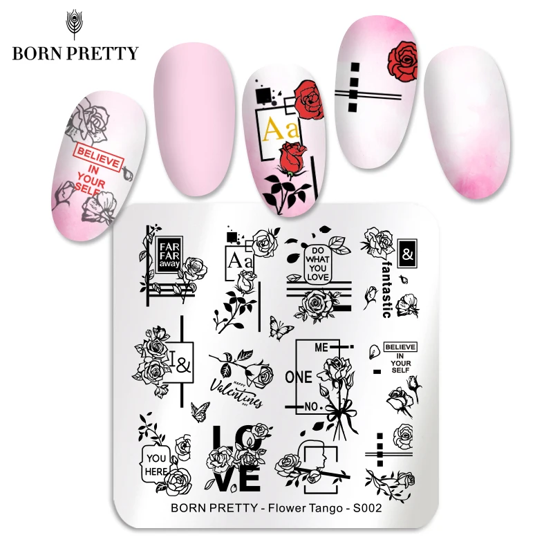 BORN PRETTY штампованные пластины из нержавеющей стали Цветочная тема изображение 6*6