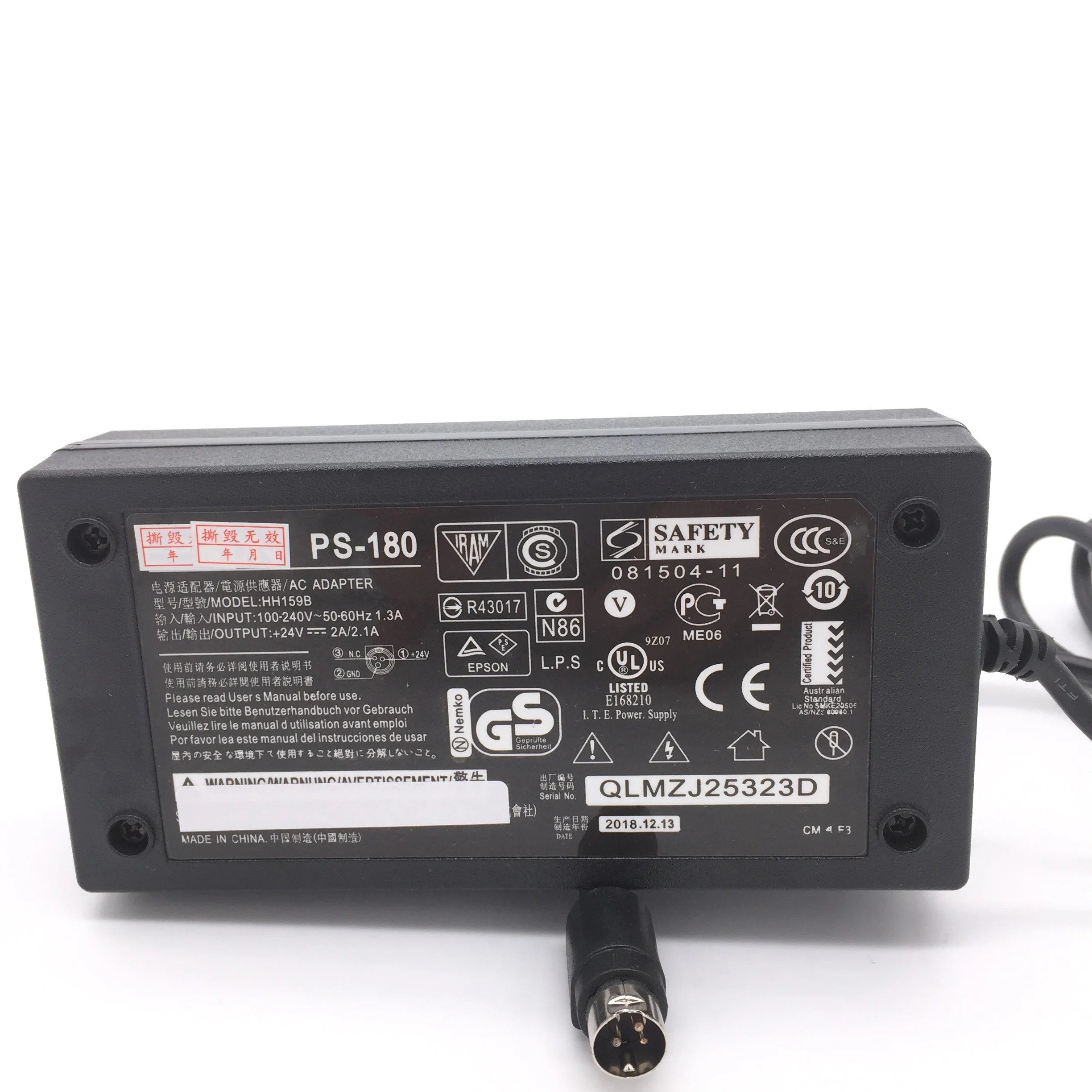 

PS-180 Power Supply Adapter for EPSON TM88IIP TM88IIIP T88IV T88V L90 TM-86L 220PB 220PD 288B 288D 330D 330B Tm-u220