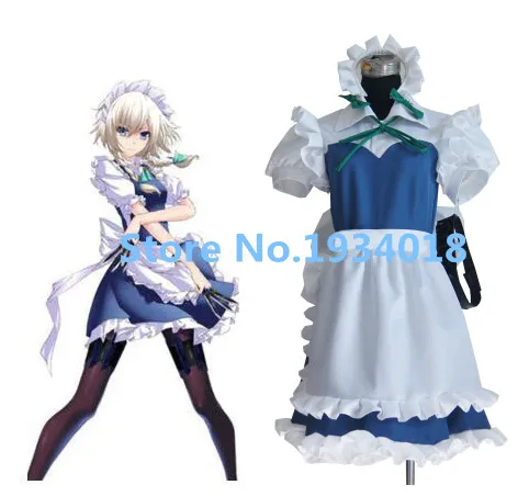 

Аниме проект Touhou, Izayoi Sakuya, косплей костюм, синее платье, Униформа, костюм для Хэллоуина