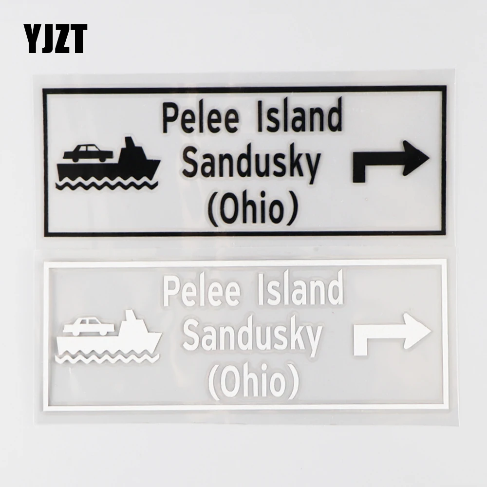 

YJZT 15.2×5.4CM Cartoon Modern Vinyl Decal Car Sticker Pelee Island Sandusky Decor Black/Silver 4C-0367