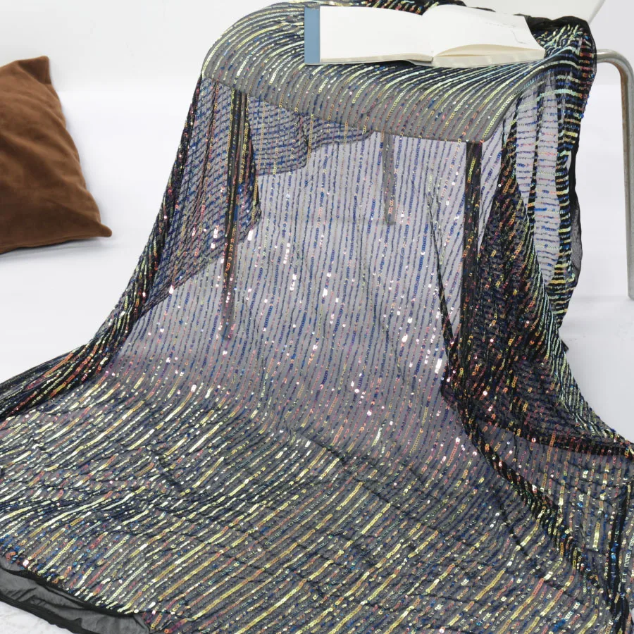 5 ярдов магический цвет кусок риса Блестящий бисер вышивка ткань бусина в полоску