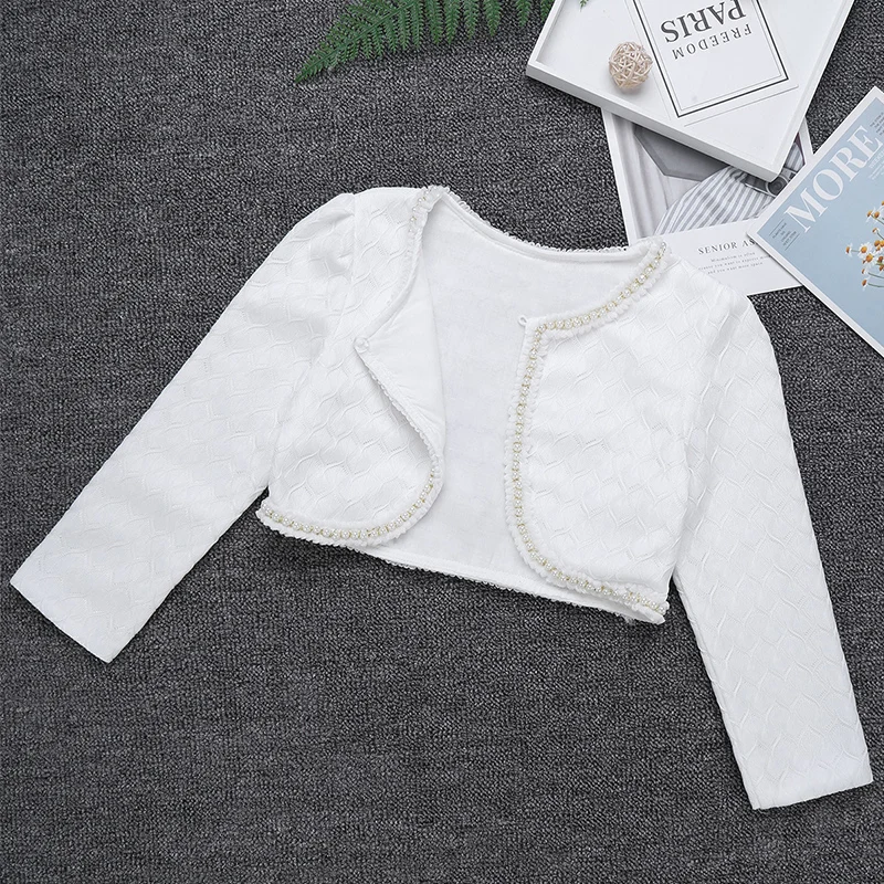 Женский короткий топ для балета белый кружевной болеро с длинными рукавами и