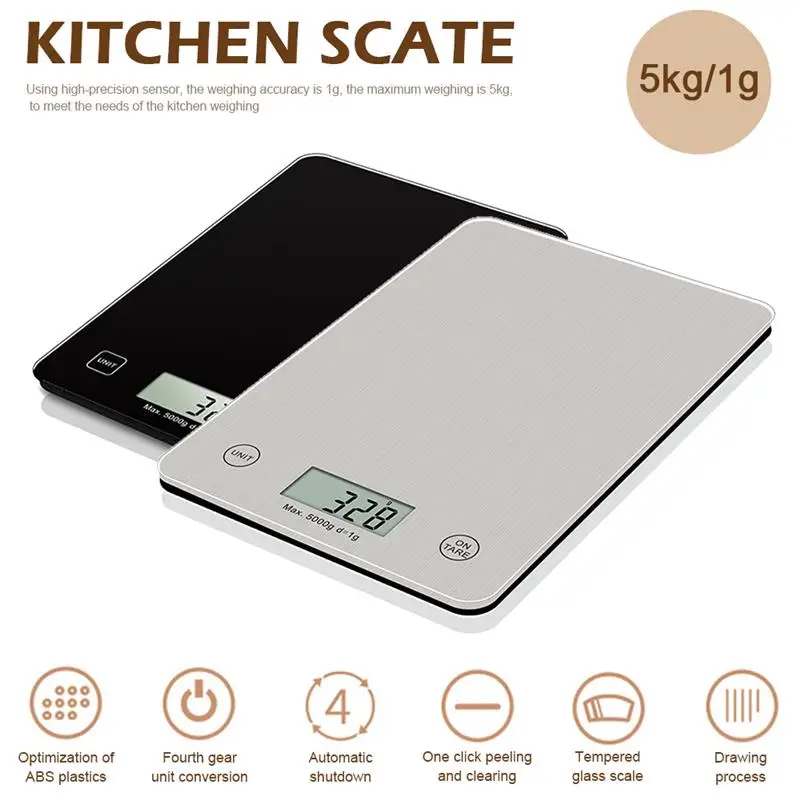 

1 CK451 kitchen 5kg/1g high-precision electronic scale without backlight, household food, fruit and cake baking scale