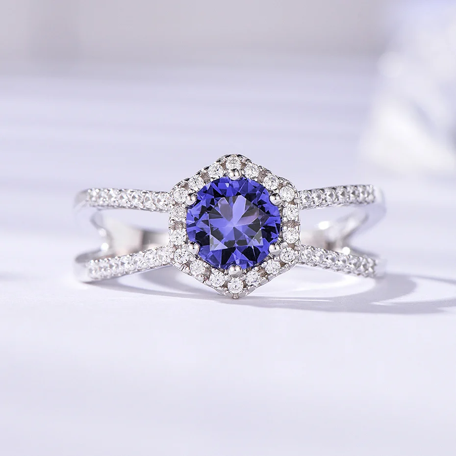Женские кольца kuolit Tanzanite кольцо из стерлингового серебра 925 пробы с драгоценными