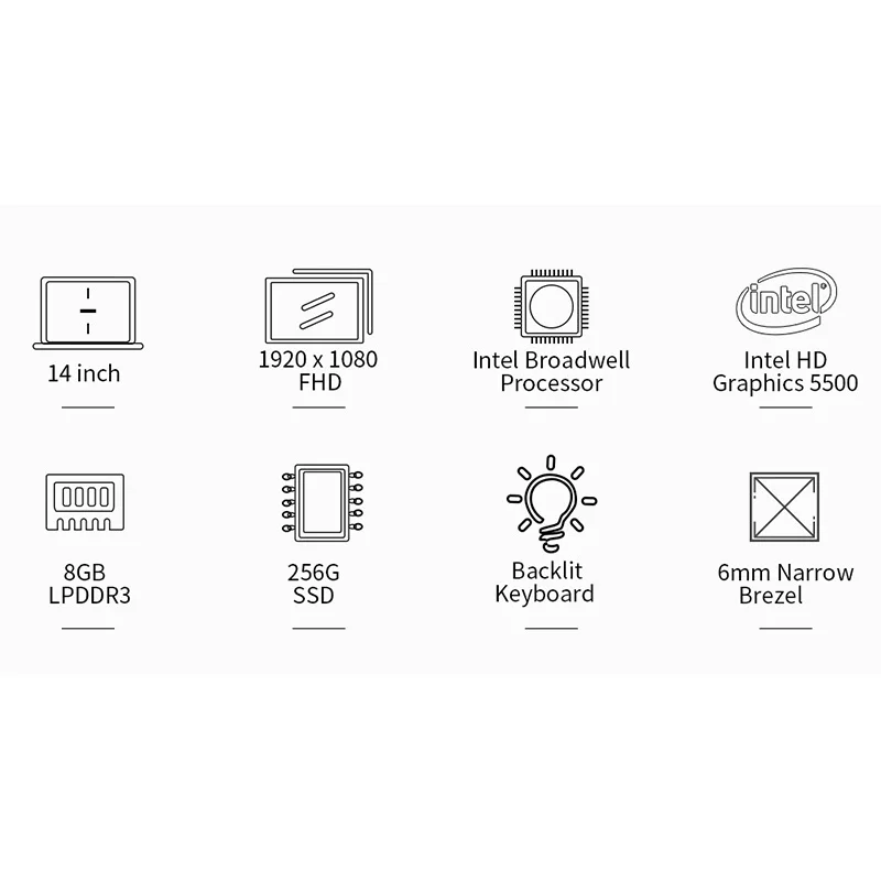 Ноутбук Jumper Ezbook X4 Pro 14 дюймов Fhd Intel Core I3-5005U 8 ГБ ОЗУ 256 Гб ПЗУ Ssd двухдиапазонный Wifi