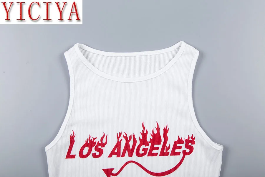 

New Summer Sexy Women Letter Print Casual Sleeveless T-shirt O-neck Sleeveless Knitted t-shirt Slim Wild Short Lady Summer