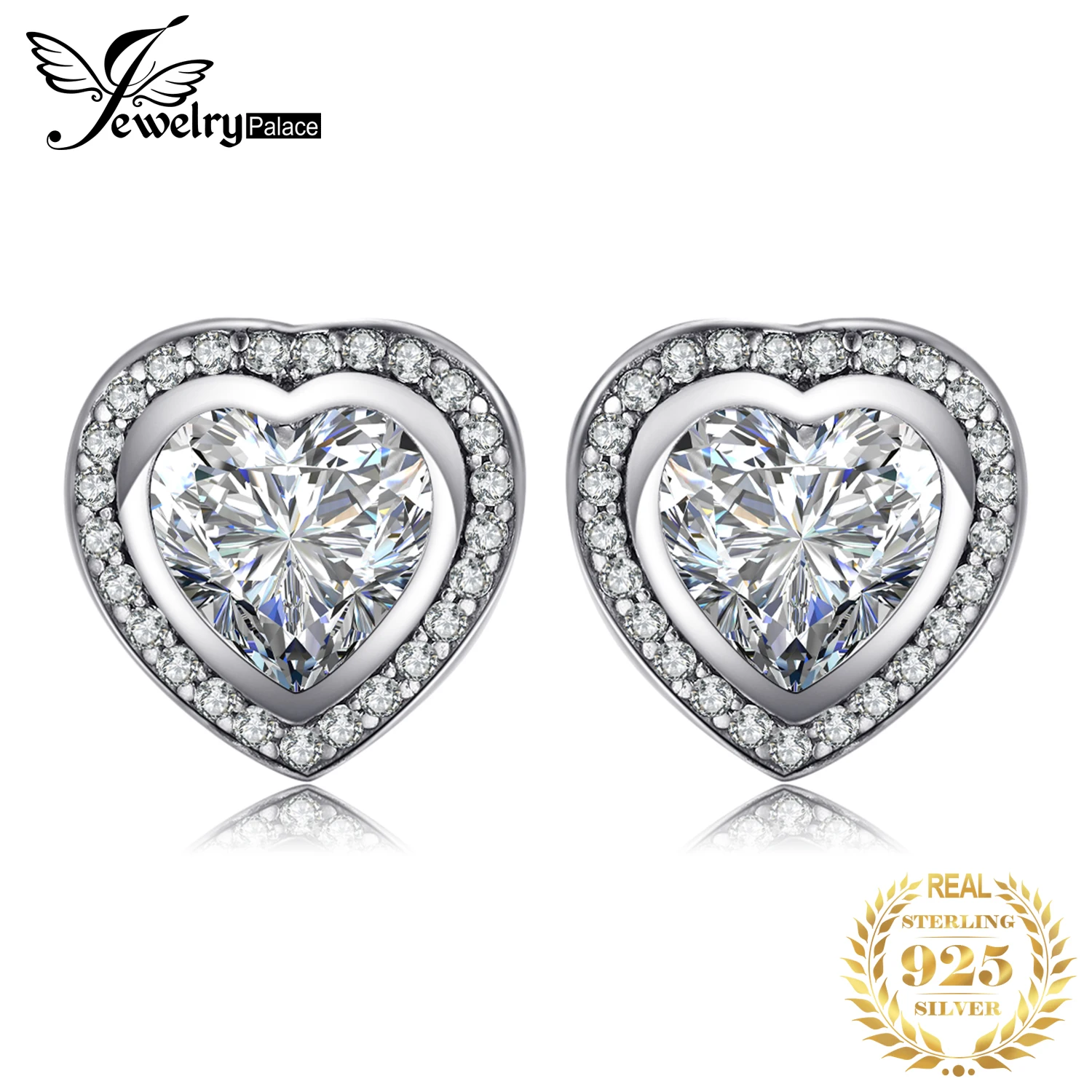 JewelryPalace любящее сердце CZ серьги-гвоздики 925 стерлингового серебра серьги для