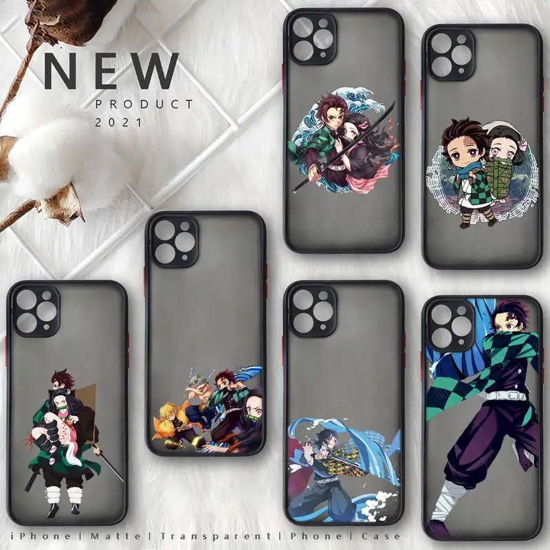 

Kimetsu No Yaiba Demon Slayer Anime Phone Case For iphone 12 11 8 7 plus mini x xs xr pro max matte transparent cover