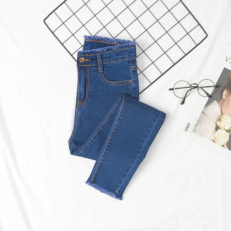

Jeans Women Skinny Pencil Trousers Womens High-waist Ankle-length High Elasticity Large Size All-match Denim Simple Student New