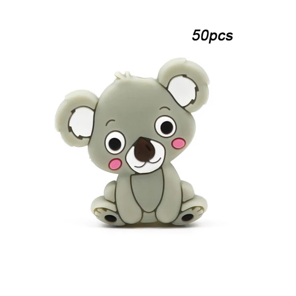 dim grey LOFCA 50 шт. силиконовые бусины Koala пищевой BPA-Free силиконовые бусины для изготовления детских прорезывателей пустышки цепи детский Прорезыватель игрушка - Цвет: dim grey