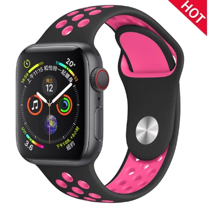 22 Band for Apple Watch 5 4 3 2 1 42MM 38MM soft Breathable strap Silicone Sports bands for Nike+ Iwatch series 5 4 3 40mm 44mm - Цвет ремешка: 22