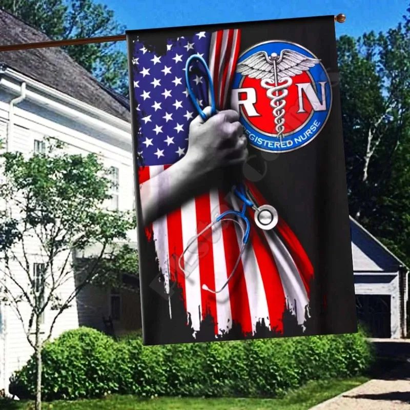 

American pattern element house flag & garden flag White Plain Thermal Transfer Garden Flags Hanging House Decoration style-1