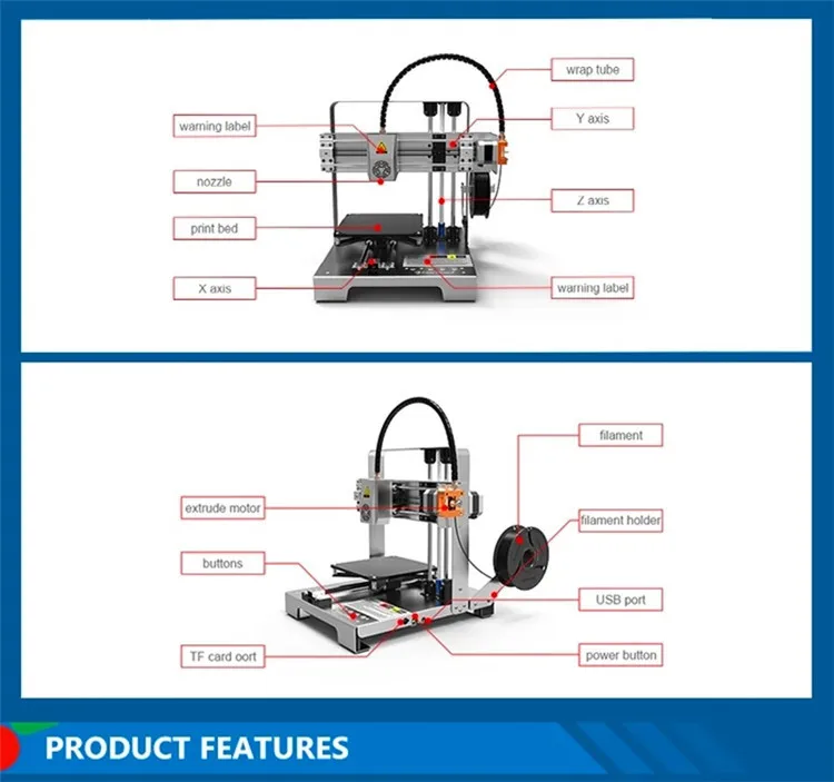 EasyThreed Precision DIY 3d Принтер Комплект Полный металлический каркас ртутный модуль начальный уровень для студентов настольный мини предварительно собранный принт