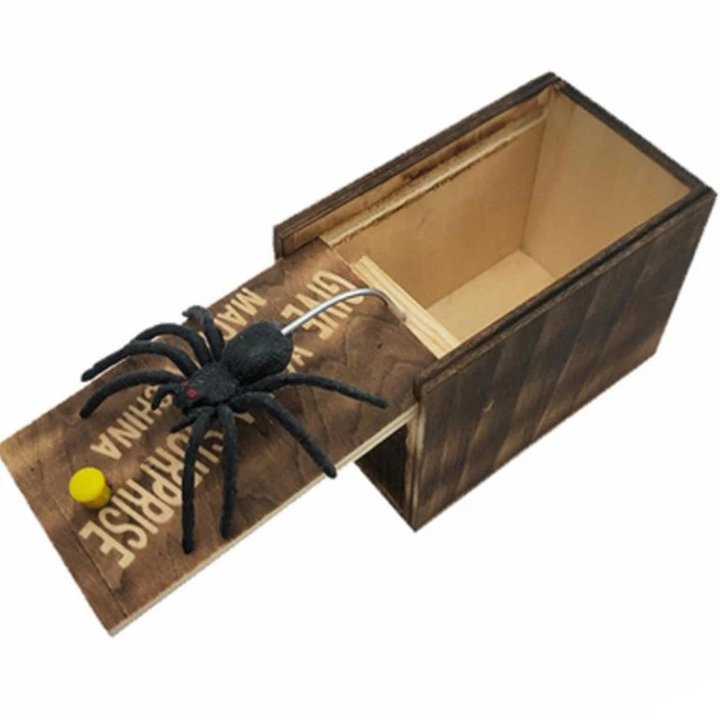 Взрослая Смешная Деревянная Шокерная Коробка Скрытый Паук Великолепное Качество Шуточная Деревянная коробка Интересная Игра Уловка Шутка Подарок.