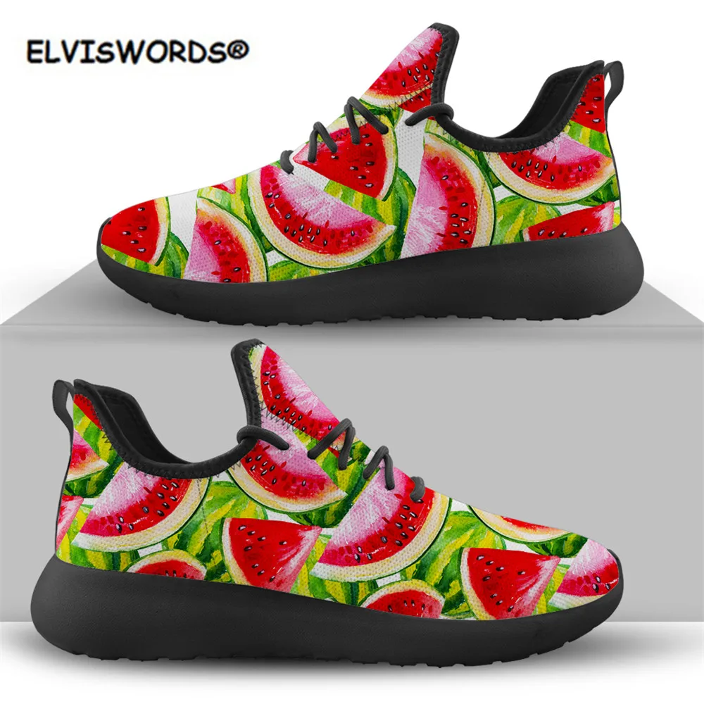 

ELVISWORD Watercolor Watermelon Pattern Fashion Women's Sneakers Casual Summer Autumn Ladies Knit Walking Shoes Woman Zapatos