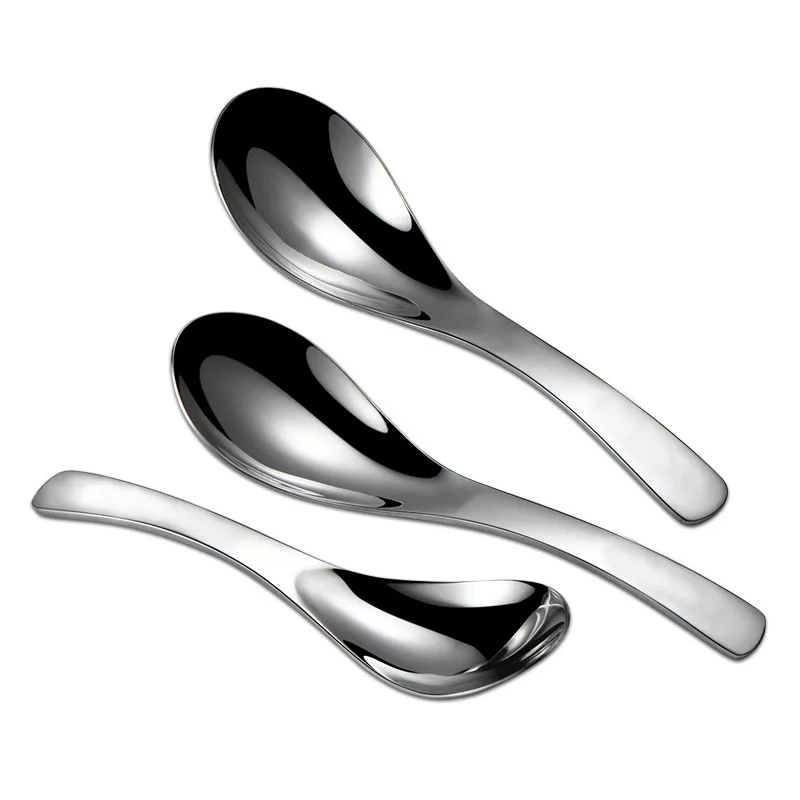 

3 Sizes Stainless Steel Soup Spoons Silver Thicken Hotel Dinner Tableware Ice Cream Dessert Dinnerware Home Kitchen Tools