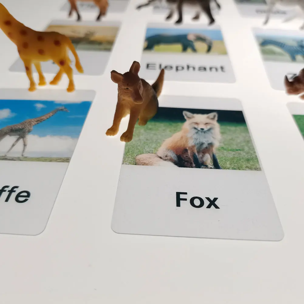 Игрушки Монтессори 1 год языковые материалы Африканские животные спички карты