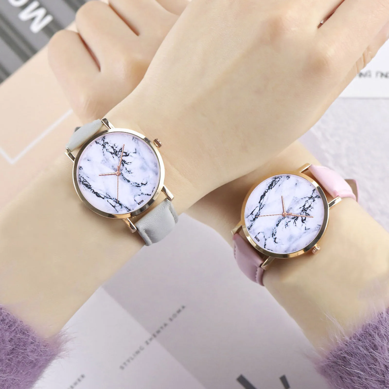 

Woman Fashion Leather Band Analog Quartz Round Watch Watches Quartz Wristwatches For Girls Gifts Leather reloj mujer Vintage