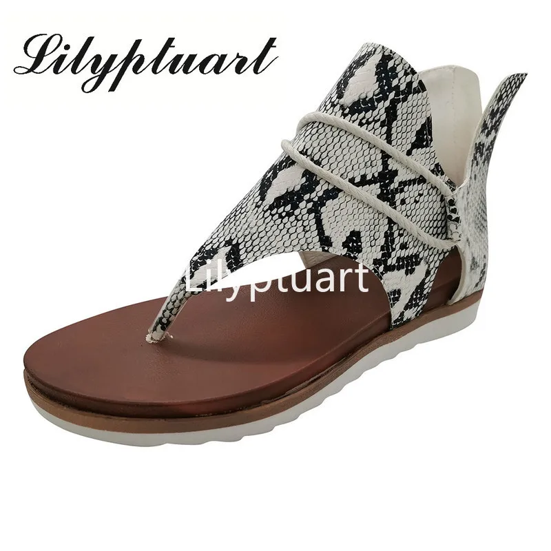 Сандалии женские с леопардовым принтом плоская подошва повседневные гладиаторы