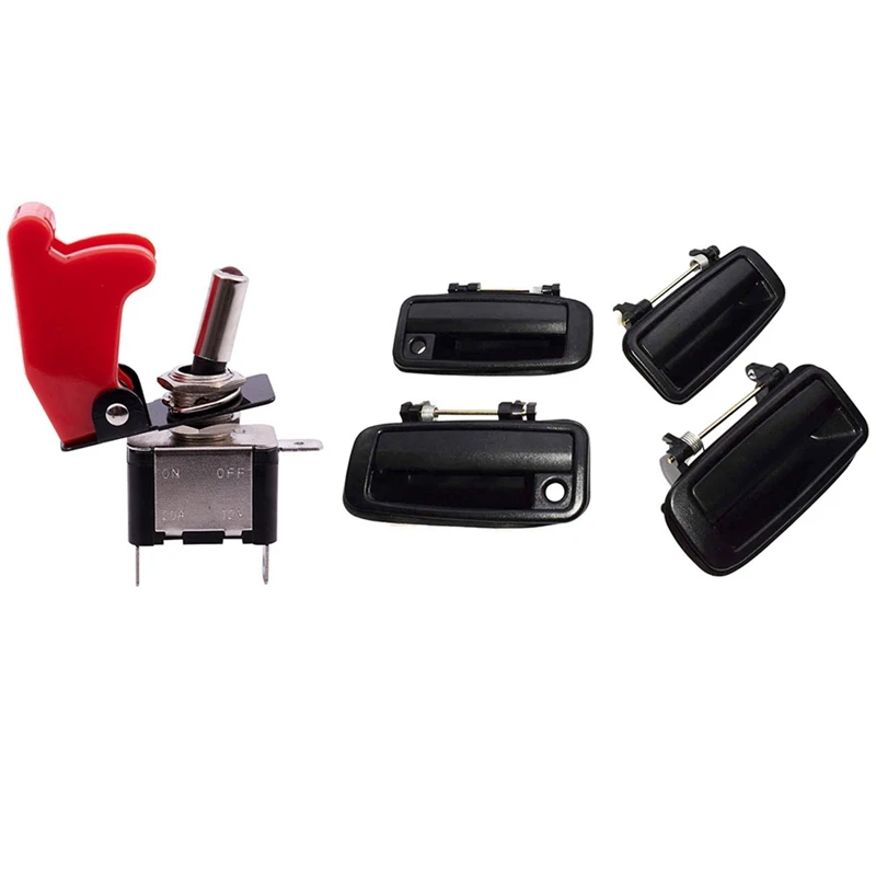 

1 Pcs 12V 20A Inverter Rocker Switch Red & 4 Pcs(Front Rear Left Right)Outside Outer Exterior Door Handle