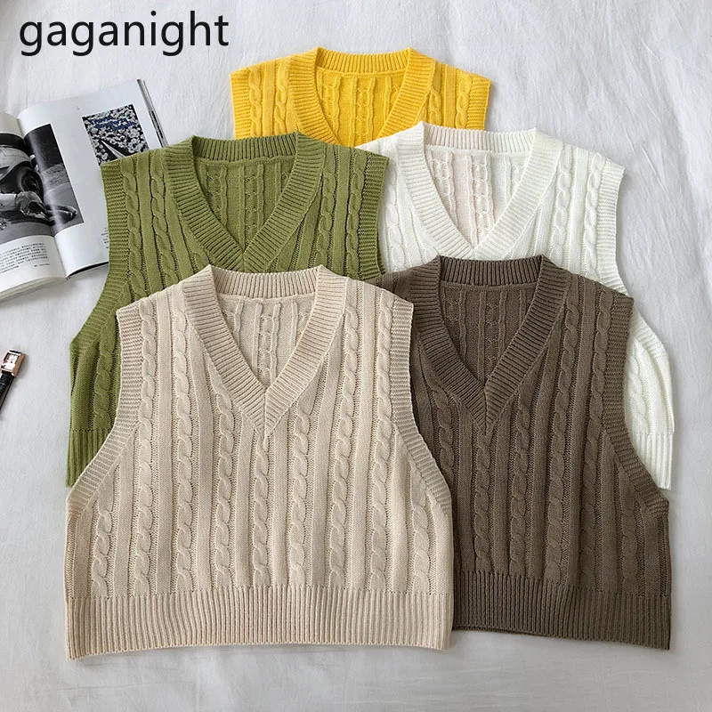 

Gaganight Модный женский трикотажный жилет без рукавов, однотонная Повседневная Верхняя одежда, пуловеры, шикарные жилеты, Прямая поставка, 2021