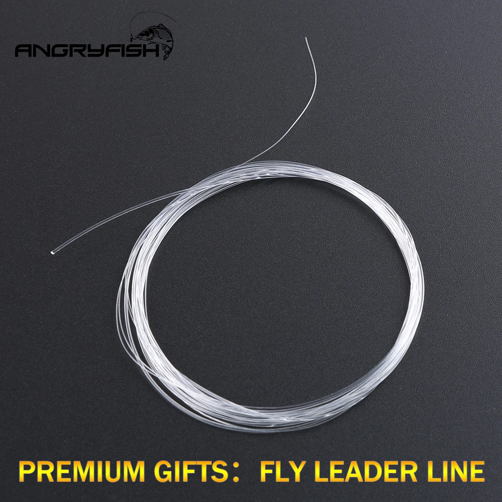 Angryfish Weight Forward Floating Nylon Backing Line Tippet Tapered Leader Loop WF 5F/6F/7F 100FT Dloating Fly Fishing Line images - 6