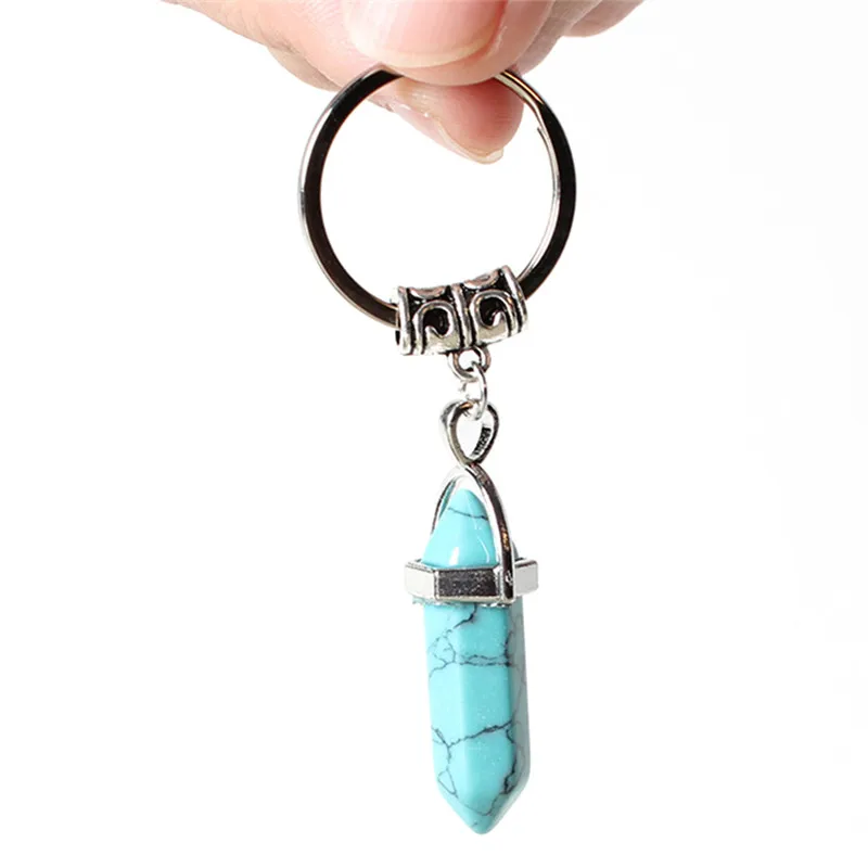 Брелоки из натурального камня шестиугольная призма точечная подвеска лазурит