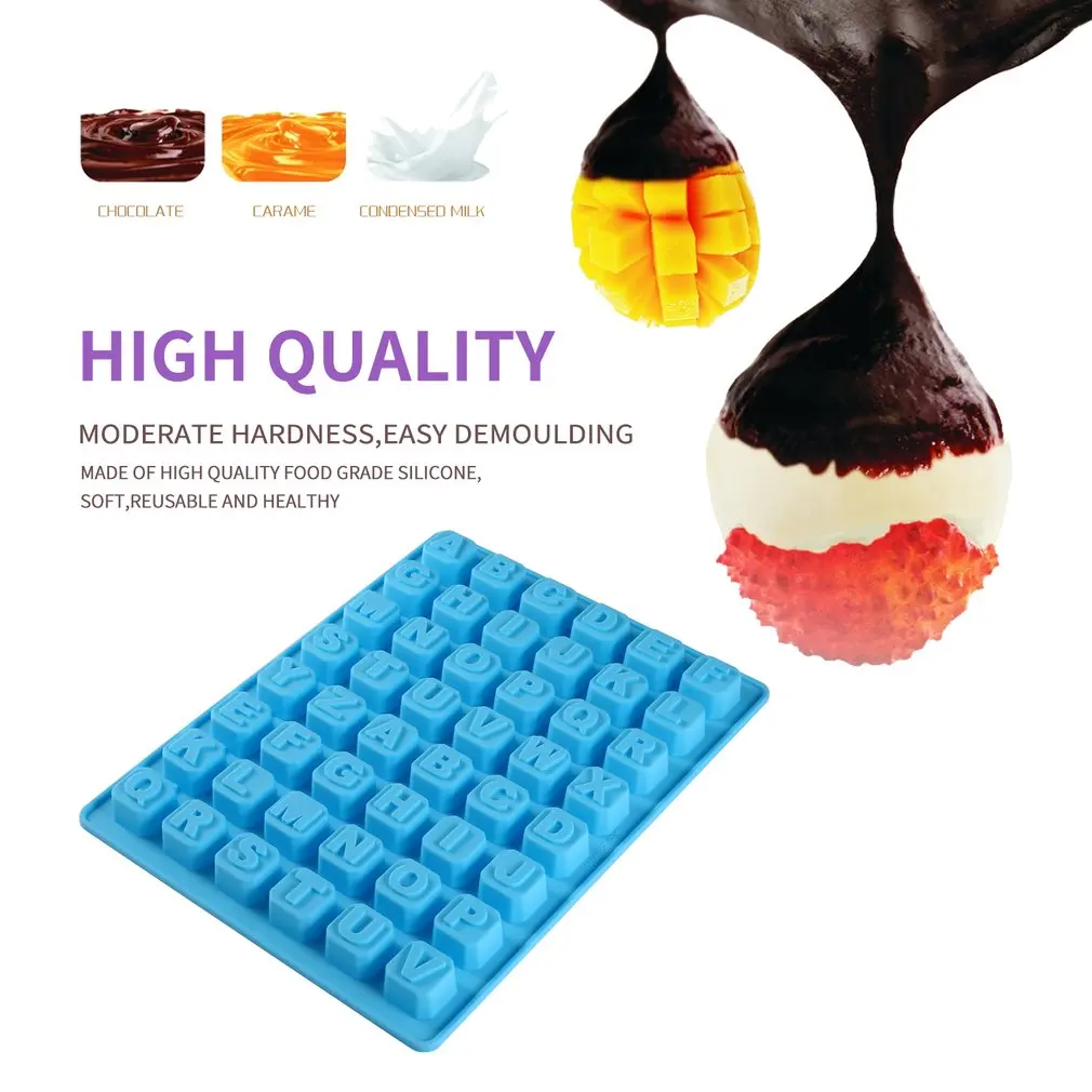 Синий 48 полости слотов Английский алфавит силиконовые формы для изготовления