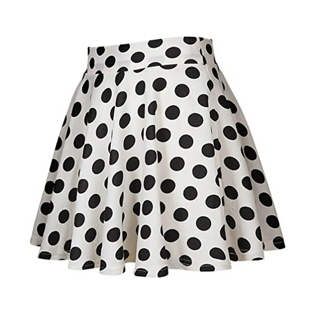 Мини-юбка Hirigin Женская в горошек повседневная трапециевидная юбка с принтом