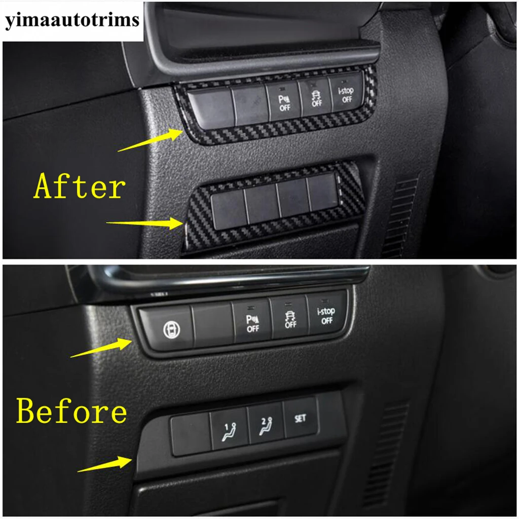 

Rearview Mirror / Handle Bowl / Dashboard / Pillar A Air AC / Gear Head Cover Trim For Mazda CX-30 2020 2021 Carbon Fiber Look